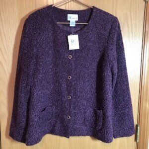 NWT Vintage Tog Shop Purple Eggplant Boucle Jacket Cardigan Buttons Medium